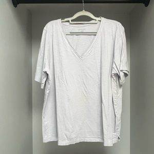 Eileen Fisher Womens XL Off White Vneck Tee Shirt Short Sleeve 100% Cotton